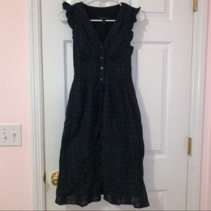 Black Eyelet Midi Dress from J Crew